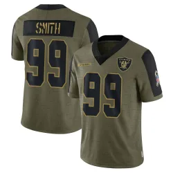 Men's Aldon Smith Las Vegas Raiders No.99 Limited 2021 Salute To Service Jersey - Olive