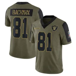 Men's Alex Bachman Las Vegas Raiders No.81 Limited 2021 Salute To Service Jersey - Olive
