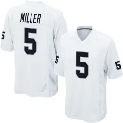 Men's Cam Miller Las Vegas Raiders No.5 Game Jersey - White