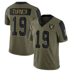 Men's DJ Turner Las Vegas Raiders No.19 Limited 2021 Salute To Service Jersey - Olive