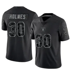Men's Darnay Holmes Las Vegas Raiders No.30 Limited Reflective Jersey - Black