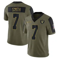 Men's Geno Smith Las Vegas Raiders No.7 Limited 2021 Salute To Service Jersey - Olive
