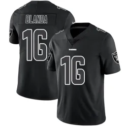 Men's George Blanda Las Vegas Raiders No.16 Limited Jersey - Black Impact