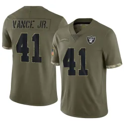 Men's Greedy Vance Jr. Las Vegas Raiders No.41 Limited 2022 Salute To Service Jersey - Olive