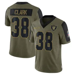 Men's Hudson Clark Las Vegas Raiders No.38 Limited 2021 Salute To Service Jersey - Olive
