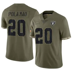 Men's Isaiah Pola-Mao Las Vegas Raiders No.20 Limited 2022 Salute To Service Jersey - Olive