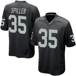 Men's Isaiah Spiller Las Vegas Raiders No.35 Game Team Color Jersey - Black