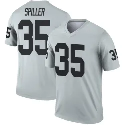 Men's Isaiah Spiller Las Vegas Raiders No.35 Legend Inverted Silver Jersey