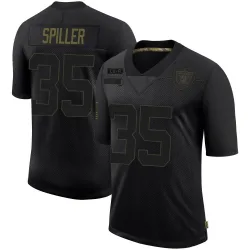Men's Isaiah Spiller Las Vegas Raiders No.35 Limited 2020 Salute To Service Jersey - Black