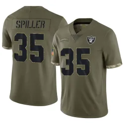 Men's Isaiah Spiller Las Vegas Raiders No.35 Limited 2022 Salute To Service Jersey - Olive
