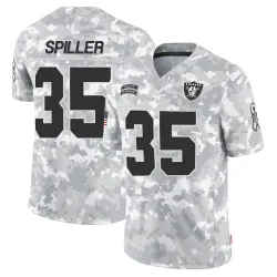 Men's Isaiah Spiller Las Vegas Raiders No.35 Limited 2024 Salute to Service Jersey - Arctic Camo