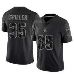 Men's Isaiah Spiller Las Vegas Raiders No.35 Limited Reflective Jersey - Black