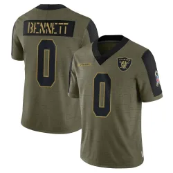 Men's Jakorian Bennett Las Vegas Raiders No.0 Limited 2021 Salute To Service Jersey - Olive