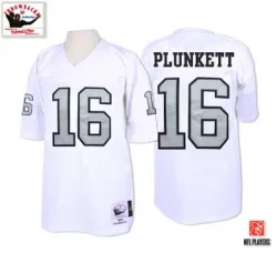Men's Jim Plunkett Las Vegas Raiders No.16 Authentic with Silver No. Throwback Jersey - White