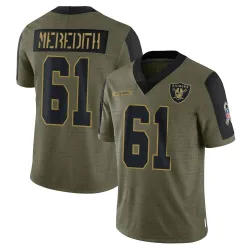 Men's Jordan Meredith Las Vegas Raiders No.61 Limited 2021 Salute To Service Jersey - Olive