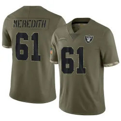 Men's Jordan Meredith Las Vegas Raiders No.61 Limited 2022 Salute To Service Jersey - Olive