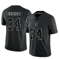 Men's K.J. Wright Las Vegas Raiders No.34 Limited Reflective Jersey - Black