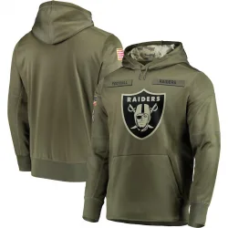 Men's Las Vegas Raiders No. 2018 Salute to Service Sideline Therma Performance Pullover Hoodie - Olive