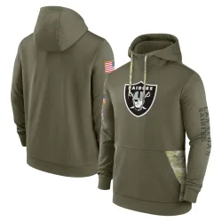Men's Las Vegas Raiders No. 2022 Salute to Service Therma Performance Pullover Hoodie - Olive