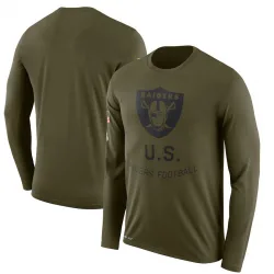 Men's Las Vegas Raiders No. Legend 2018 Salute to Service Sideline Performance Long Sleeve T-Shirt - Olive