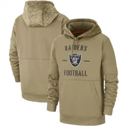 Men's Las Vegas Raiders No. Tan 2019 Salute to Service Sideline Therma Pullover Hoodie