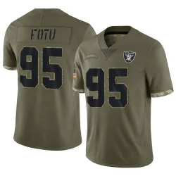 Men's Leki Fotu Las Vegas Raiders No.95 Limited 2022 Salute To Service Jersey - Olive