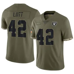 Men's Ronnie Lott Las Vegas Raiders No.42 Limited 2022 Salute To Service Jersey - Olive