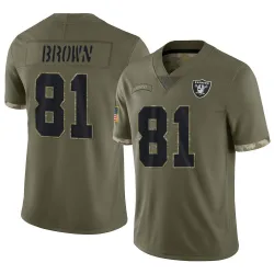 Men's Tim Brown Las Vegas Raiders No.81 Limited 2022 Salute To Service Jersey - Olive