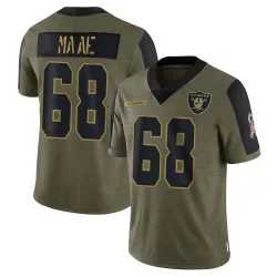 Men's Treven Ma'ae Las Vegas Raiders No.68 Limited 2021 Salute To Service Jersey - Olive