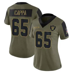 Women's Alex Cappa Las Vegas Raiders No.65 Limited 2021 Salute To Service Jersey - Olive