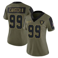Women's Andre Carter II Las Vegas Raiders No.99 Limited 2021 Salute To Service Jersey - Olive