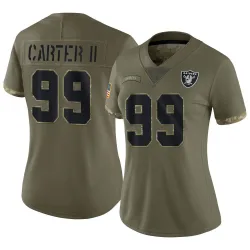 Women's Andre Carter II Las Vegas Raiders No.99 Limited 2022 Salute To Service Jersey - Olive