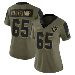 Women's Cody Whitehair Las Vegas Raiders No.65 Limited 2021 Salute To Service Jersey - Olive