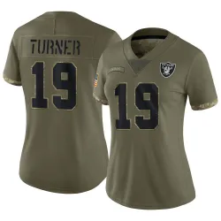 Women's DJ Turner Las Vegas Raiders No.19 Limited 2022 Salute To Service Jersey - Olive