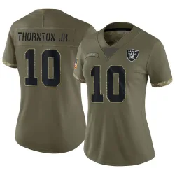 Women's Dont'e Thornton Jr. Las Vegas Raiders No.10 Limited 2022 Salute To Service Jersey - Olive