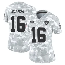 Women's George Blanda Las Vegas Raiders No.16 Limited 2024 Salute to Service Jersey - Arctic Camo