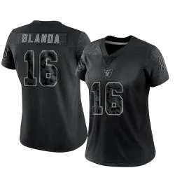Women's George Blanda Las Vegas Raiders No.16 Limited Reflective Jersey - Black