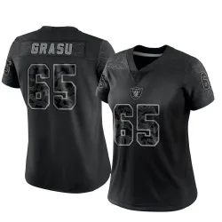 Women's Hroniss Grasu Las Vegas Raiders No.65 Limited Reflective Jersey - Black