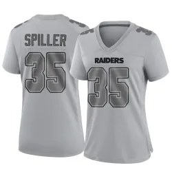 Women's Isaiah Spiller Las Vegas Raiders No.35 Game Atmosphere Fashion Jersey - Gray