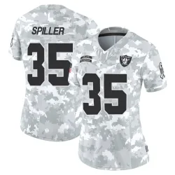 Women's Isaiah Spiller Las Vegas Raiders No.35 Limited 2024 Salute to Service Jersey - Arctic Camo