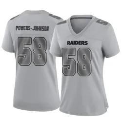 Women's Jackson Powers-Johnson Las Vegas Raiders No.58 Game Atmosphere Fashion Jersey - Gray