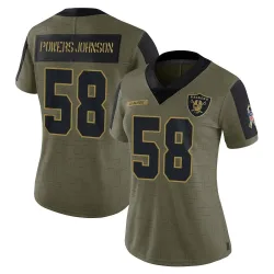 Women's Jackson Powers-Johnson Las Vegas Raiders No.58 Limited 2021 Salute To Service Jersey - Olive