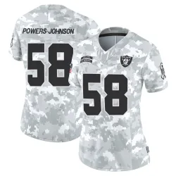Women's Jackson Powers-Johnson Las Vegas Raiders No.58 Limited 2024 Salute to Service Jersey - Arctic Camo