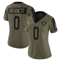 Women's Jakorian Bennett Las Vegas Raiders No.0 Limited 2021 Salute To Service Jersey - Olive