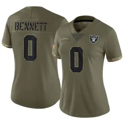 Women's Jakorian Bennett Las Vegas Raiders No.0 Limited 2022 Salute To Service Jersey - Olive