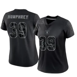 Women's John Humphrey Las Vegas Raiders No.39 Limited Reflective Jersey - Black