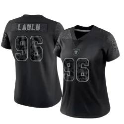 Women's Jonah Laulu Las Vegas Raiders No.96 Limited Reflective Jersey - Black