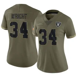 Women's K.J. Wright Las Vegas Raiders No.34 Limited 2022 Salute To Service Jersey - Olive