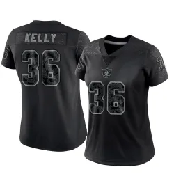Women's Kyu Blu Kelly Las Vegas Raiders No.36 Limited Reflective Jersey - Black