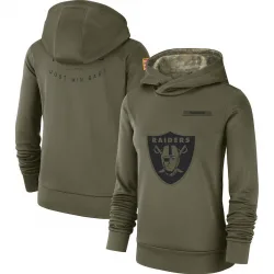 Women's Las Vegas Raiders No. 2018 Salute to Service Team Logo Performance Pullover Hoodie - Olive
